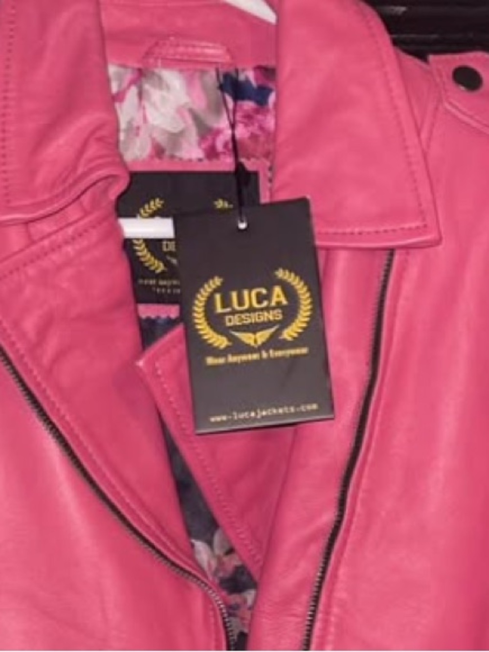 Pink Leather Moto Jacket for Women
